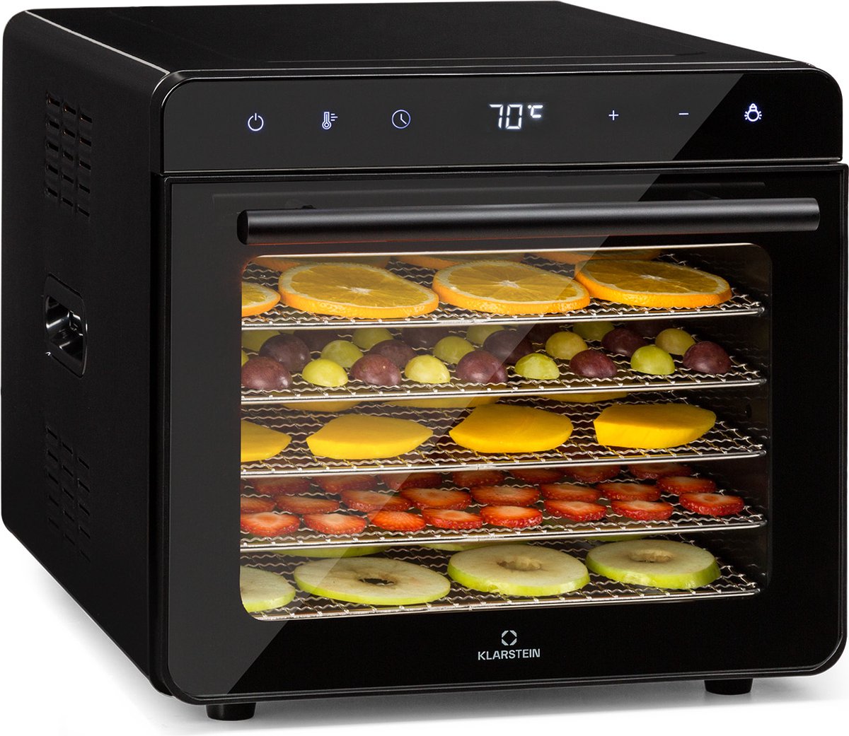 Bol.com Klarstein Voedseldroger, Dehydrator Voor Groente, Fruit, Noten En Vlees, Met 6 Metalen Droogrekken, Roestvrij Staal, 24-... aanbieding