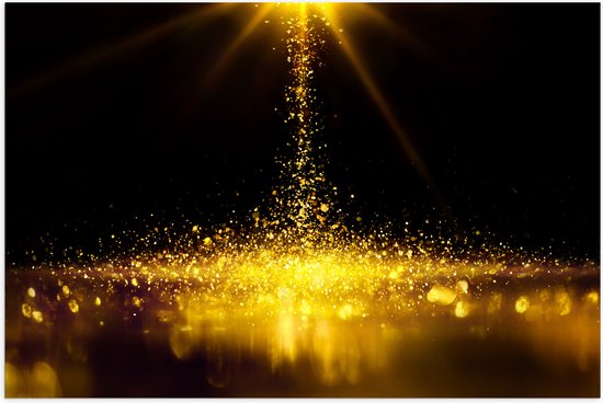 Poster Glanzend – Gouden Glitters in Donkerkleurige Omgeving - 60x40 cm Foto op Posterpapier met Glanzende Afwerking