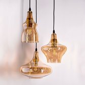 Industriële hanglamp met amber glas 3-lichts - Trinidad