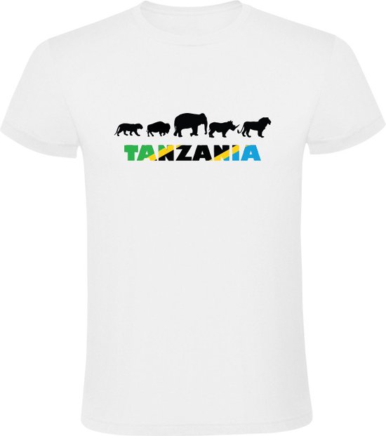 Tanzania Heren T-shirt | Afrika | Safari | Big Five | Big 5 | Leeuw | Olifant | Buffel | Neushoorn | Luipaard | Shirt