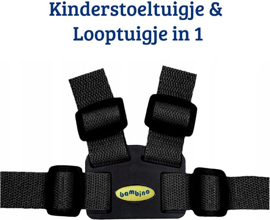 Tuigje Kinderstoel & Looptuigje – Tuigje kind – Kindertuigje met looplijn – Veiligheidstuigje voor kinderen van ca. 6-36 mnd - Zwart - Bambino