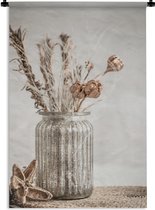 Wandkleed - Wanddoek - Droogbloemen - Stilleven - Vaas - 120x180 cm - Wandtapijt