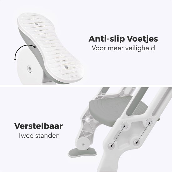 LifeGoods WC Verkleiner - Toilettrainer met Opstapje - Opvouwbaar - 2 tot 7 Jaar - Grijs/Wit