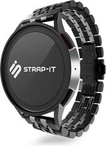 Strap-it Smartwatch bandje 22mm - Luxe duo stalen schakel horlogeband geschikt voor Samsung Galaxy Watch 3 45mm / Galaxy Watch 1 46mm / Gear S3 Classic & Frontier - Amazfit GTR 47mm / GTR 2 / 3 / 4 - Fossil Gen 5 / 5e 44mm / 6 44mm - zwart/zilver