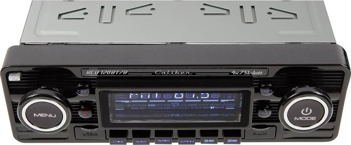 Autoradio met Bluetooth - FM, CD, AUX, SD en USB - 1 DIN - Retro - Radio  voor Oldtimer - Zilver (RCD120BT)