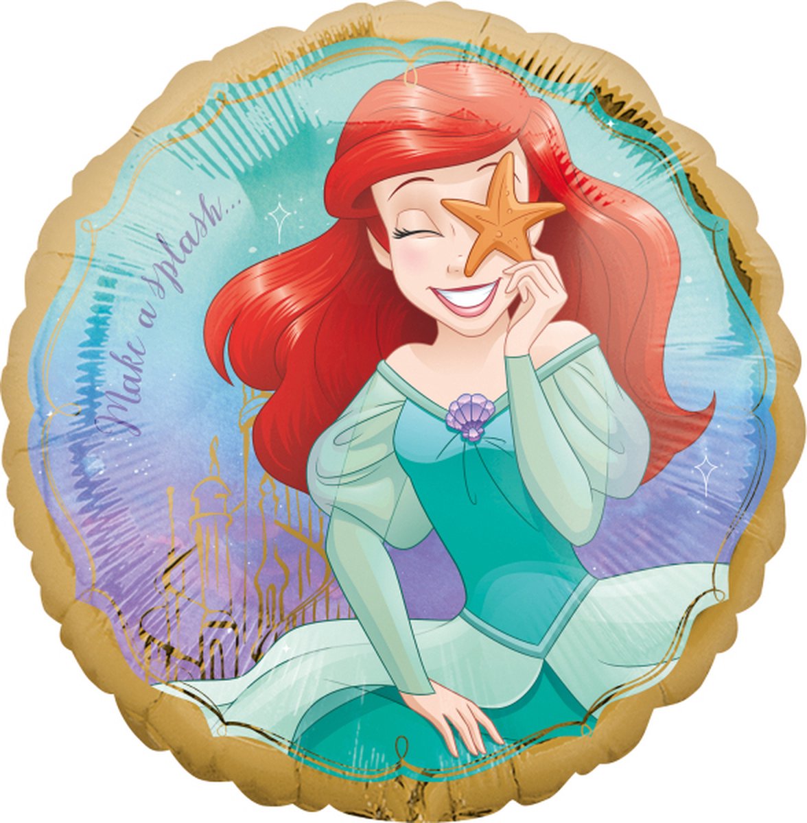 Amscan - Disney Princess - Ariël de kleine zeemeermin - Folie ballon - Helium ballon - 43 Cm - Leeg - 1 Stuks