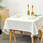 TDR-Waterdicht tafelkleed met katoen - 140x140cm - Vlekbestendig en stijlvol ontwerp - Geschikt voor binnen en buiten - Melkwit