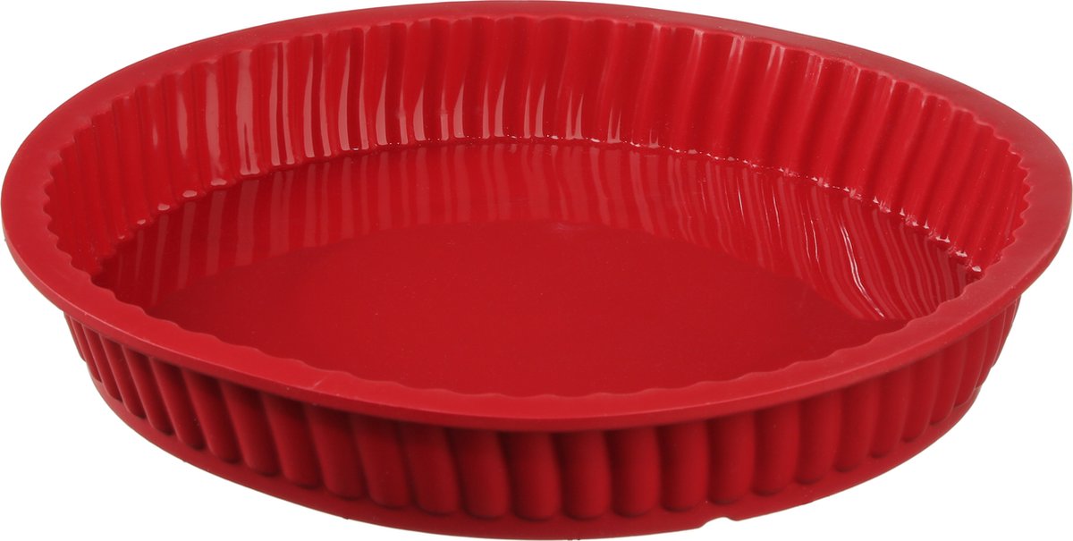 Siliconen taartvorm rood Ø 24CM | siliconen bakvorm | Quichevorm | Boterkoekvorm | Siliconen Taart Bakvorm | cakevorm met handgrepen | cakevormen | gegroefde taartvorm | anti-aanbaklaag | voor oven en magnetron SILITART-PRO