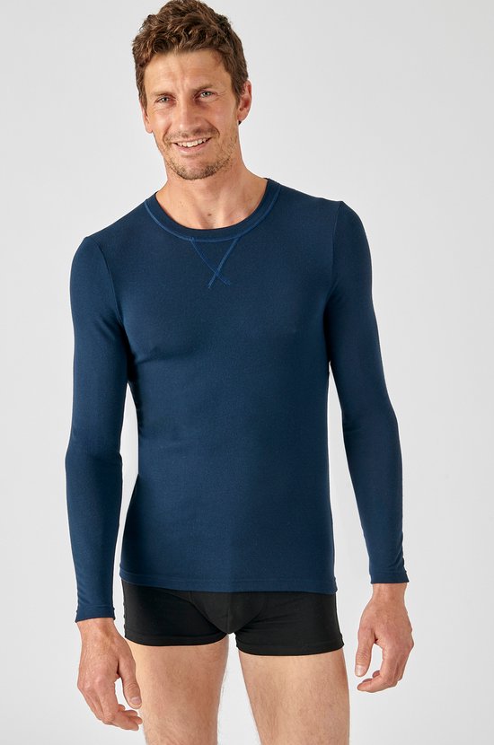 Damart - Manches longues, col rond - Homme - Blauw - S