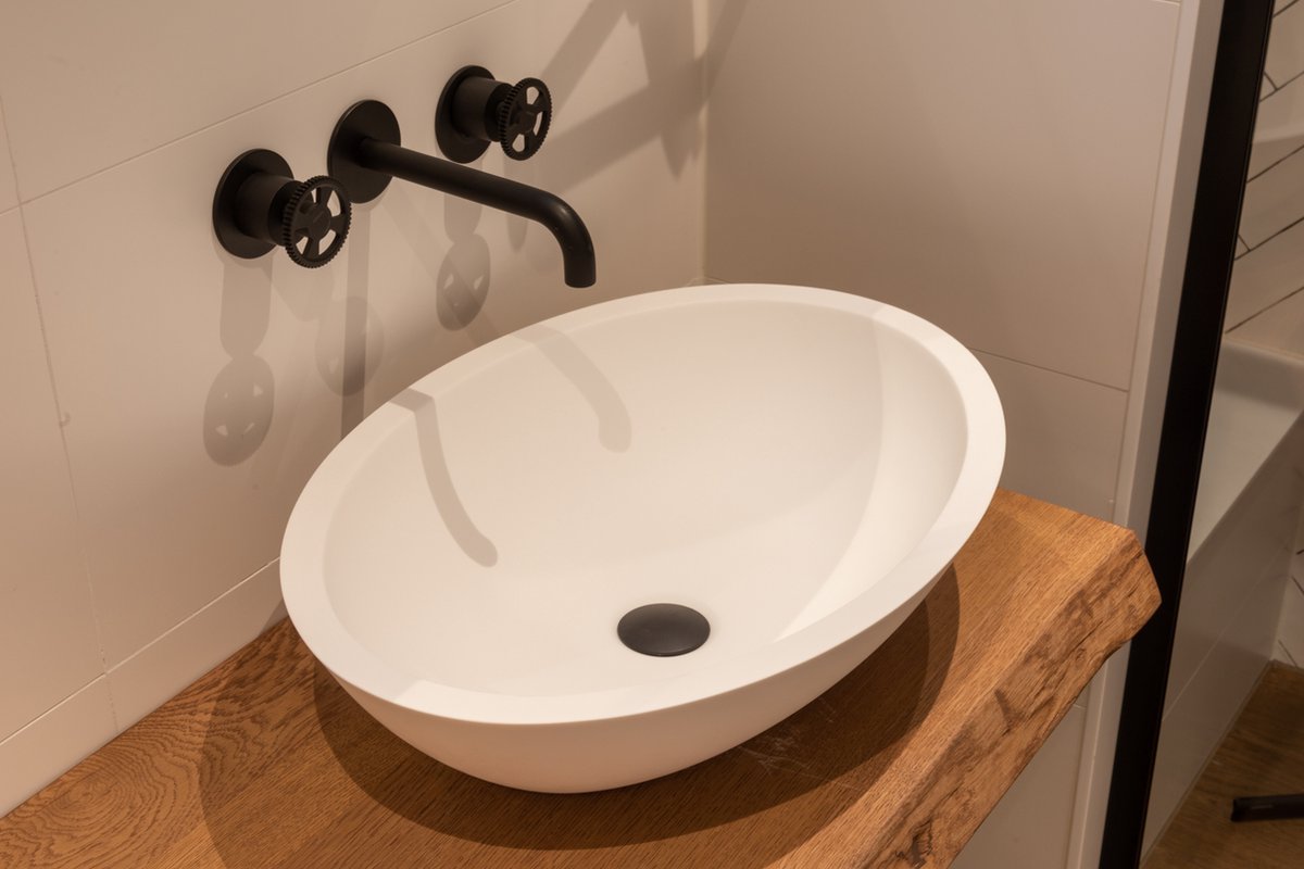 Paris - Design Wastafel - Matte Wit - Wastafel - Handwastafel - Waskom - Ø 405x 570 Mm - Trendy - Solid Surface - Badkamer - Toilet - Luxe