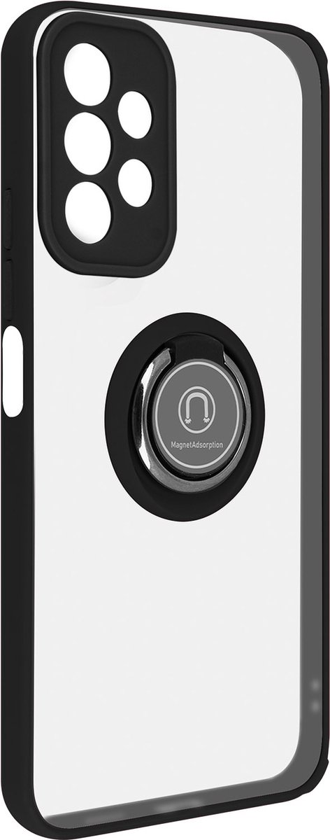 Geschikt voor Samsung Galaxy A13 Bi-materiaal Case Ring Video-Ondersteuning zwart