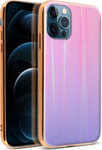 Convient pour Apple iPhone12 Pro Max Holographic Rainbow Case Aurora Collection rose