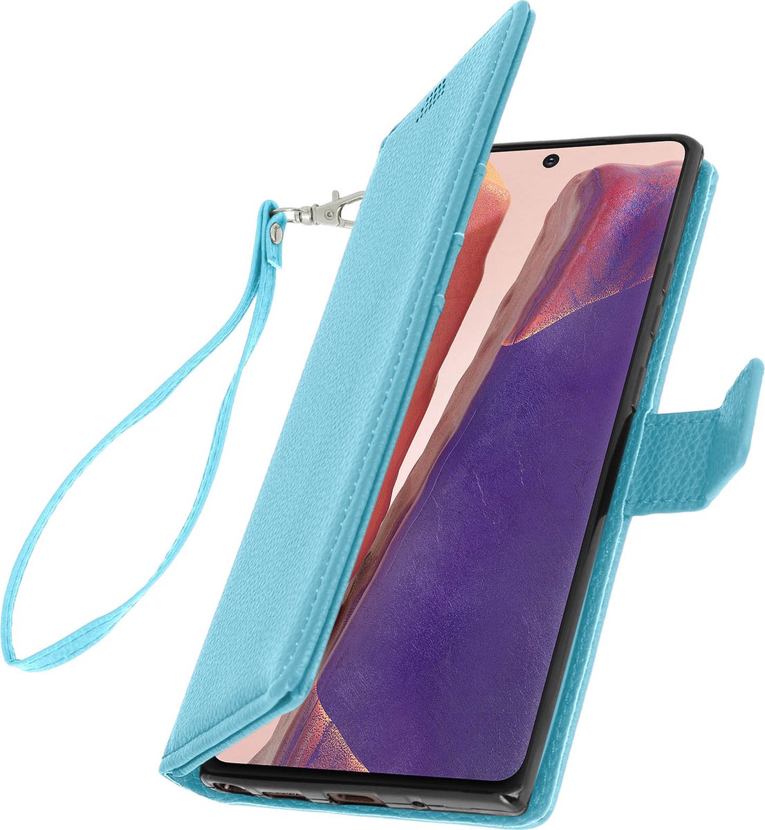 Cover Geschikt voor Samsung Galaxy Note 20 Flip Wallet Stand Video blauwe