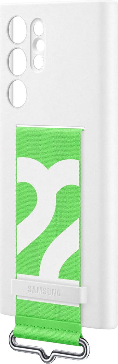 Siliconen Hoesje met Strap - Samsung Galaxy S22 Ultra - Wit