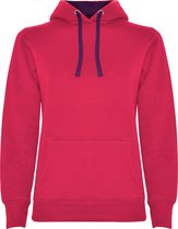 Sweat à capuche Hard Pink pour femme avec capuche intérieure violette et cordon de la marque urbaine Roly taille XL