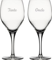 Witte wijnglas gegraveerd - 34cl - Tante & Oncle