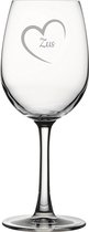 Gegraveerde witte wijnglas 36cl Zus met hartje