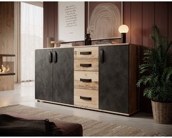 Meubella - Dressoir Montreal - Grijs - Old wood - 160 cm