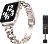 MY PROTECT® Bracelet à maillons de chaîne en métal de Luxe pour Apple Watch Series 1/2/3/4/5/6/7/8/SE 38/40/41mm Bracelet de montre - Bracelet de montre à chaîne en métal - Starlight