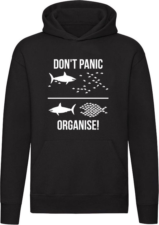 Don't panic | team | samenwerking | together | samen | motivatie | motiveren | haai | vissen | Unisex | Trui | Hoodie | Sweater | Capuchon