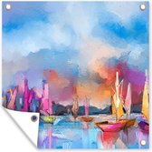 Tableau Toile Jardin - Bateaux - Water - 100x100 cm