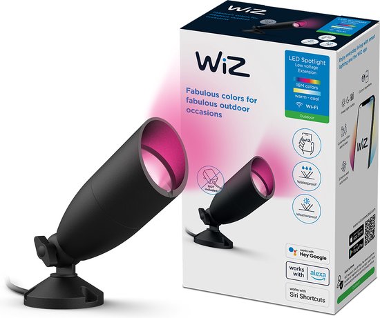 WiZ Grondspot voor Buiten Zwart - Uitbreidingsset - Slimme LED-Verlichting - Gekleurd en Wit Licht - 12V