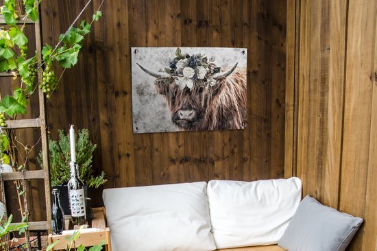 Tableau de jardin Highlander écossais - Fumée - Flora - 80x60 cm - Affiche de jardin
