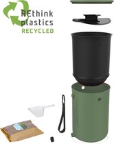 Skaza Bokashi Organko 2 | Bac à compost de cuisine renommé en plastique recyclé | 9,6 L. | Kit de démarrage pour déchets de cuisine et compostage | avec son EM 1 kg | Couleur