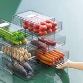 Sans citron - Organisateur de réfrigérateur Premium de gamme - avec couvercle - Set de 2 Groot et Klein - Boîte de rangement - Empilable - Boîte fraîche - Tiroir - Tiroirs supplémentaires - Transparent