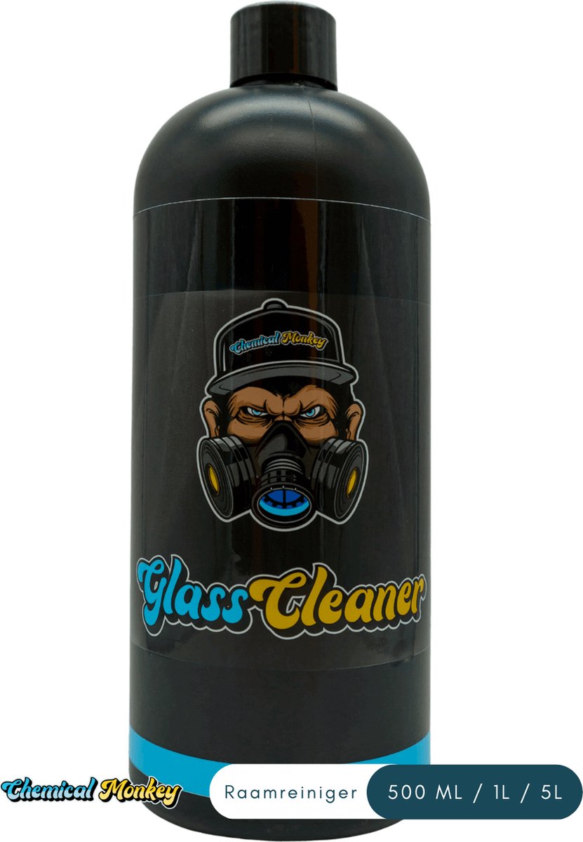 Chemical Monkey Glass cleaner - 1L - Verwijder insecten, vingerafdrukken en hardnekkig vuil van autoramen - Beschermd aluminium en chromen auto onderdelen