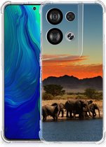 Bumper Hoesje OPPO Reno8 Telefoonhoesje met doorzichtige rand Olifanten