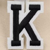 Alfabet Letters Strijk Embleem Patches Zwart Wit Letter K / 4 cm / 5 cm