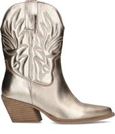 Manfield - Dames - Gouden metallic cowboy laarzen - Maat 37