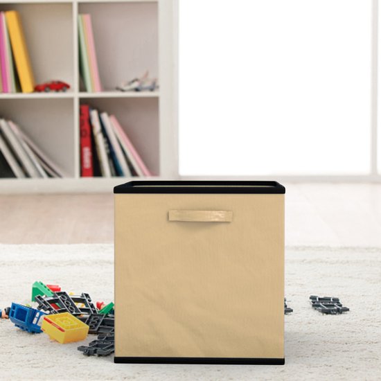 Intirilife 6x boîte de rangement pliable en tissu beige - boîte de collecte multifonctionnelle à combiner avec des armoires ou des étagères