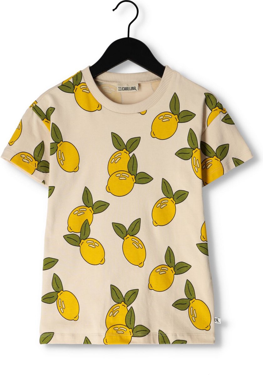 Carlijnq Lemon - Crewneck T-shirt Polo's & T-shirts Jongens - Polo shirt - Gebroken wit - Maat 74/80
