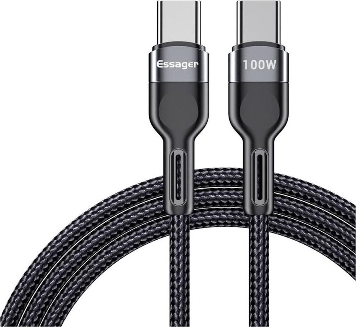Essager Star 100W USB-C Snellaad Kabel PD 5A QC 4.0 0.5M Zwart