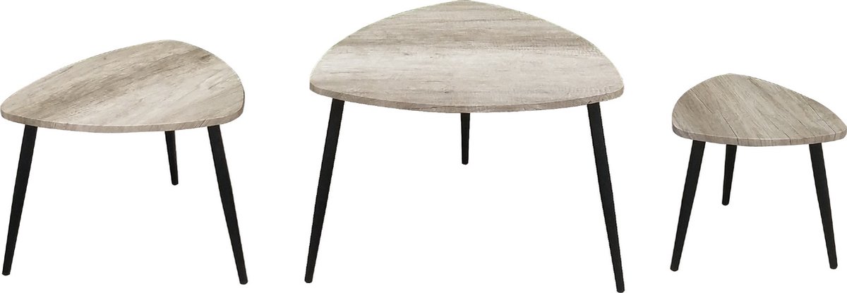 Set van 3 salontafels Mensa - grijs/zwart