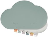 Sølmo® Cloud Placemats voor kinderen - 44cm x 0.2cm x 27cm - Placemats veegbaar - Lederen ontwerp PU - BPA Vrij - wasbaar - Petrol/Grijs