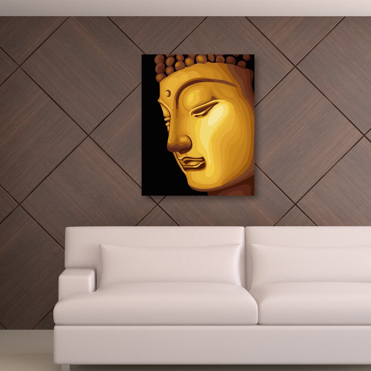 Schilderen Op Nummer Volwassenen DIY Paint By Number Compleet Hobby Pakket op Frame met Vernis - ®Arty Bee - Golden Buddha - 40x50cm — afbeelding 3