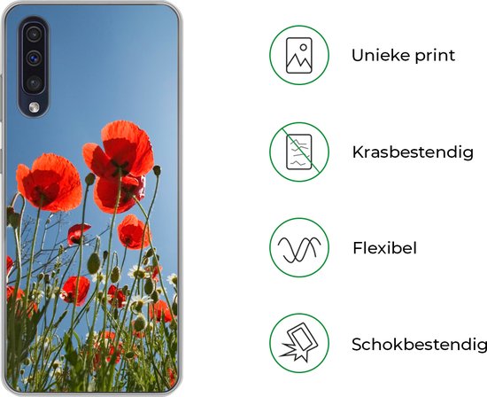 Coque Samsung Galaxy A50 - Soleil éclatant sur des coquelicots en Espagne - Coque en Siliconen pour téléphone