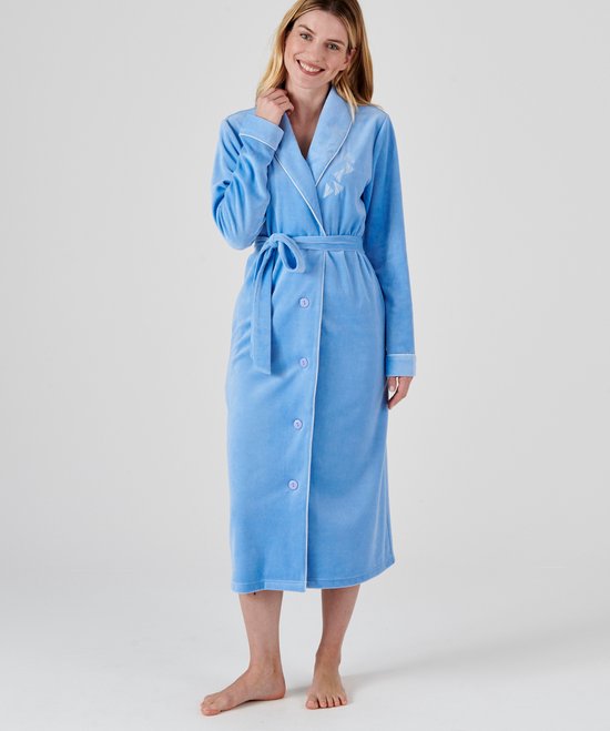 Damart - Robe de chambre en velours - Femme - Blauw - S