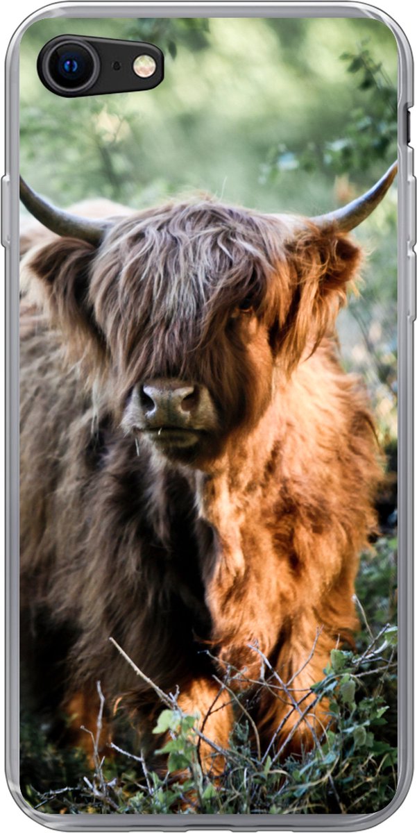 Telefoonhoesje Geschikt voor iPhone SE 2020 hoesje - Schotse Hooglanders - Bos - Dieren - Siliconen Telefoonhoesje Telefoonhoesje