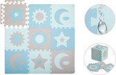 MoMi Speelkleed - EVA Foam puzzelmat - Speelmat 93 x 93 cm - Nebe - Blauw