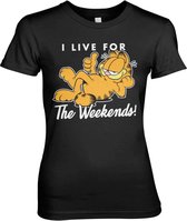 Garfield Dames Tshirt -S- Live For The Weekend Zwart