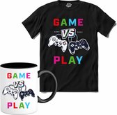 Game Vs Play | Gamen - Hobby - Controller - T-Shirt met mok - Unisex - Zwart - Maat 3XL