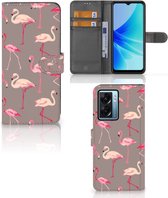 Hoesje met naam OPPO A77 5G | A57 5G Wallet Book Case Flamingo