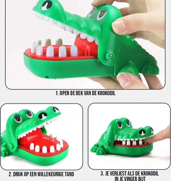 Thumbnail van een extra afbeelding van het spel Krokodillenspel - Spelletjes voor kinderen - Krokodil met kiespijn - Bijtende krokodil - Drankspel - groen