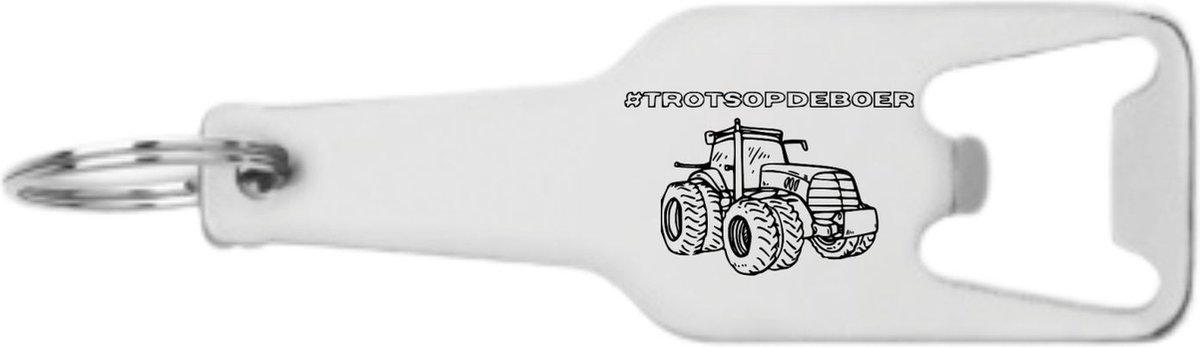 Akyol - trots op de boer flesopener - Boer - boer - tractor - boerderij sleutelhanger - boerenzakdoek rood - cadeau - trots op de boer - gegraveerd sleutelhanger - gegrafeerd - no farmers no food - 105 x 25mm