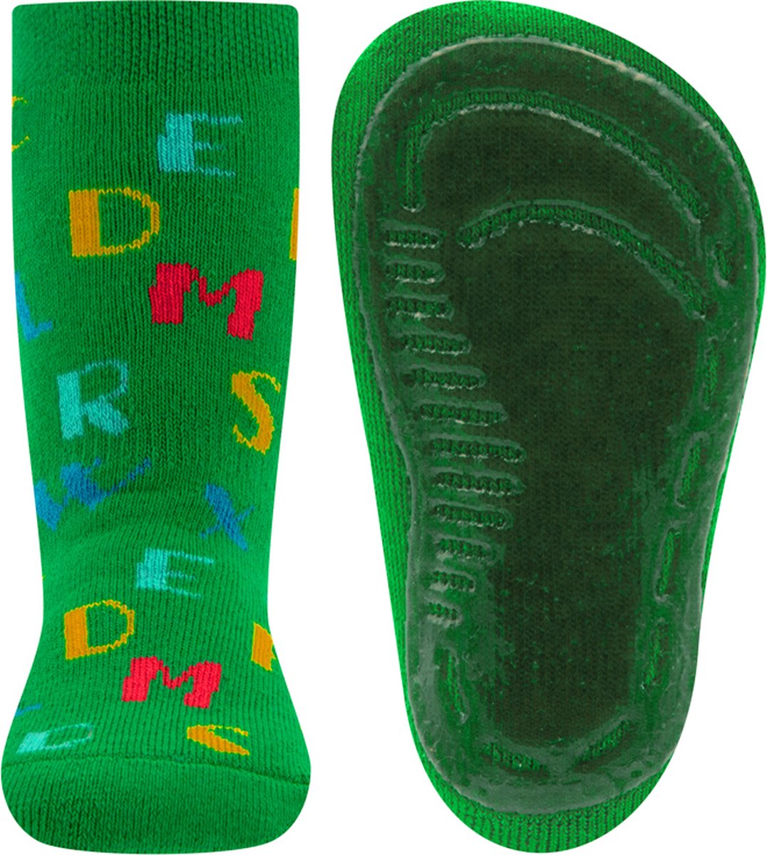 Ewers Antislipsok Groen met Gekleurde Letters - Siliconenzool-29/30