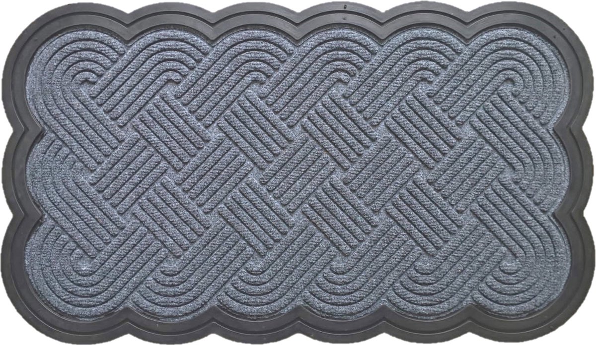 Ikado Schraapmat met rubberen boord grijs 45 x 75 cm